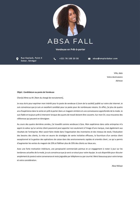 lettre de motivation vendeuse prêt à porter